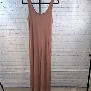 🌸 Forever 21 Ribbed Tank Maxi Dress | Rose Mauve | Side Slit | Size Large